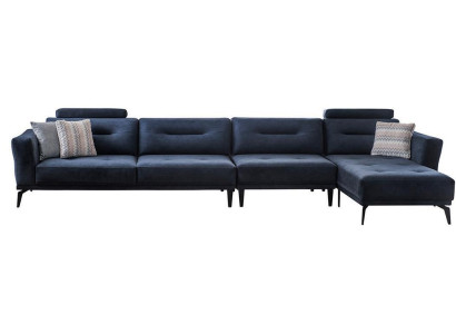  Massive Wohnzimmer L-Form Dunkelblau Ecksofa Modern Luxus Design